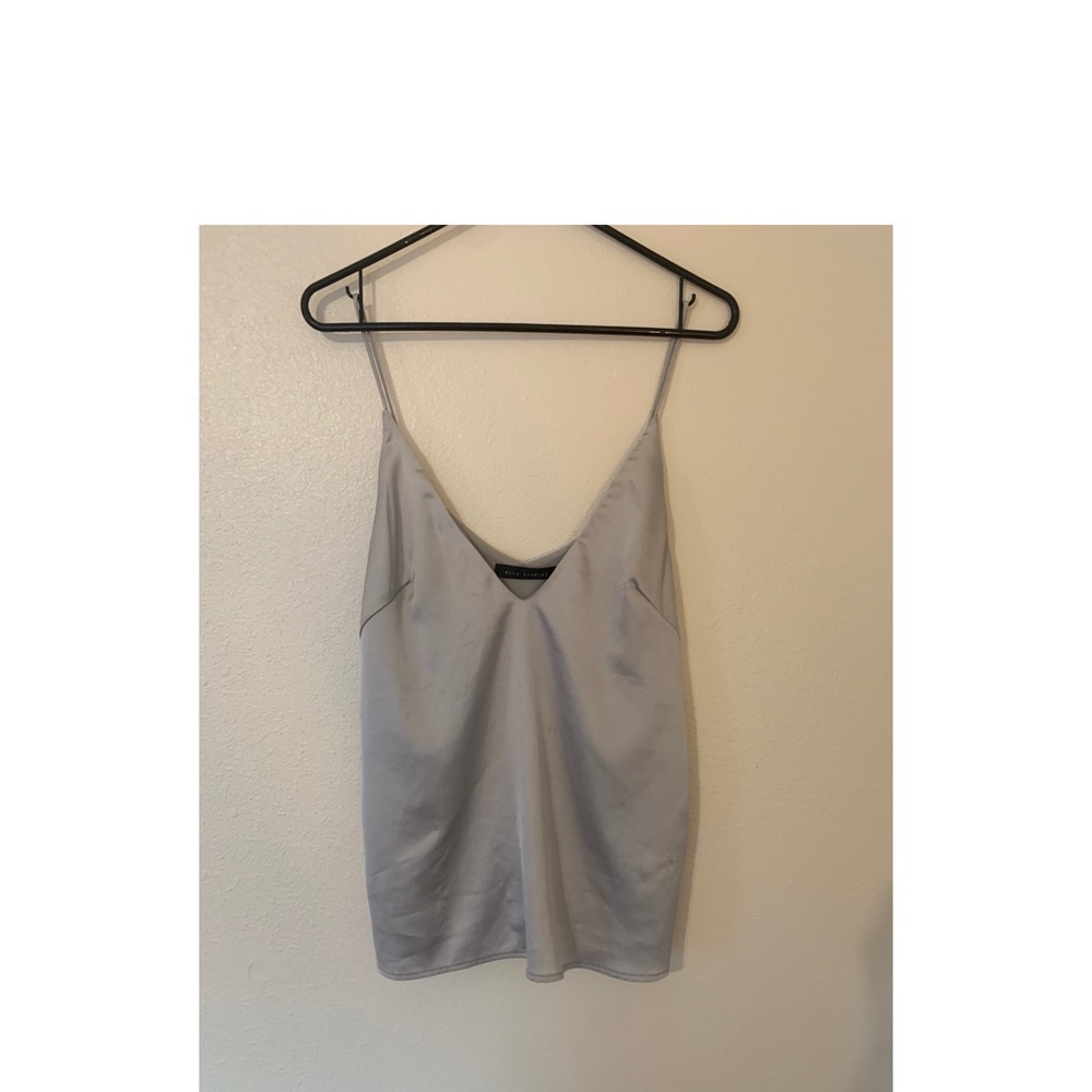 Silver Satin Low Cut Tank